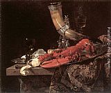 Willem Kalf Still Life with Drinking-Horn, Lobster and Glasses painting